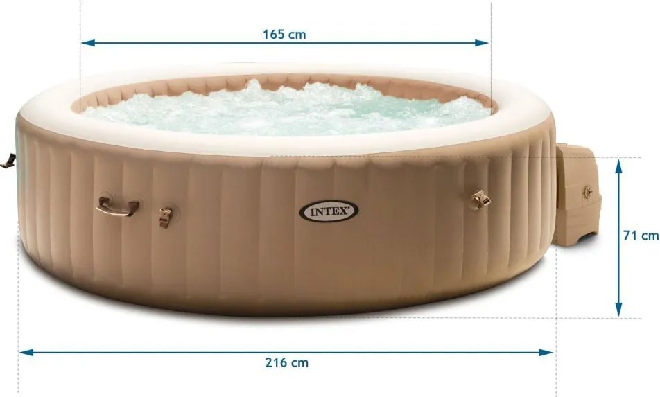 Dmuchany basen ogrodowy SPA 216 cm Intex 428 z hydromasażem, 6-osobowy, 140 dysz
