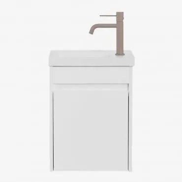 Zestaw Wiszących Mebli Łazienkowych Zintegrowany Z Umywalką Narek Biała & Bezlusterkowiec & Mokka Brąz ↑20 - Sklum