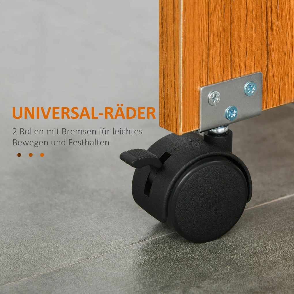 HOMCOM Stolik składany na kółkach, biurko mobilne z rozkładanym blatem, stolik pomocniczy, stół jadalny do kuchni, kolor biały