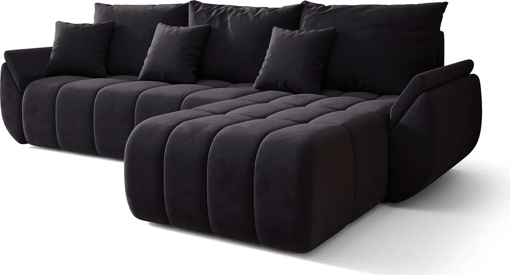 Czarna Welurowa Sofa Z Pojemnikiem Na Pościel F0-A08