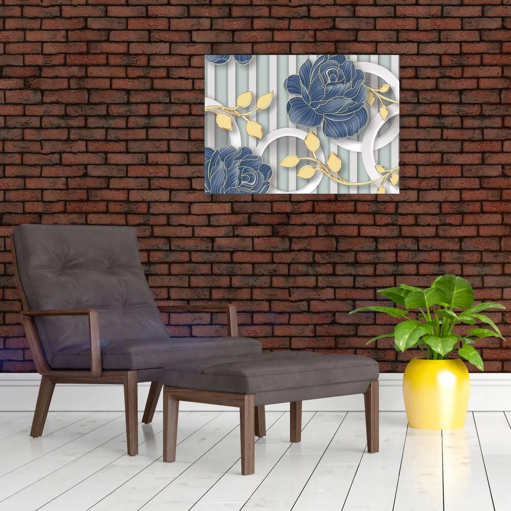 Obraz - róże i koła (70x50 cm)