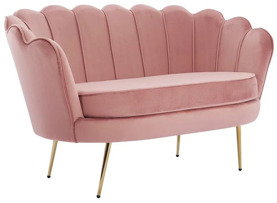 Kanapa 2 osobowa i fotel muszla z różowego weluru - DANDELION