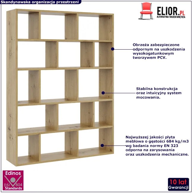 Regał W Kolorze Dąb Artisan Wiszący Lub Stojący D9-E80