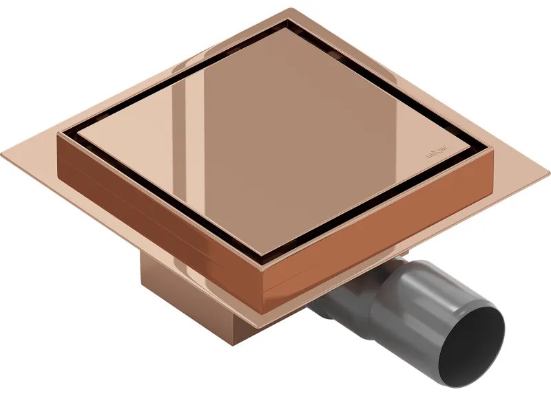 Mexen Flat-Q M13 wpust podłogowy kwadratowy 12 x 12 cm, różowe złoto - 1610012