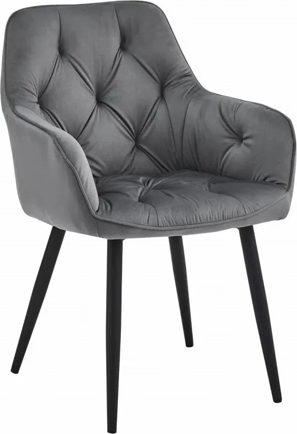 Eleganckie szare krzesło welurowe pikowane W6-L04