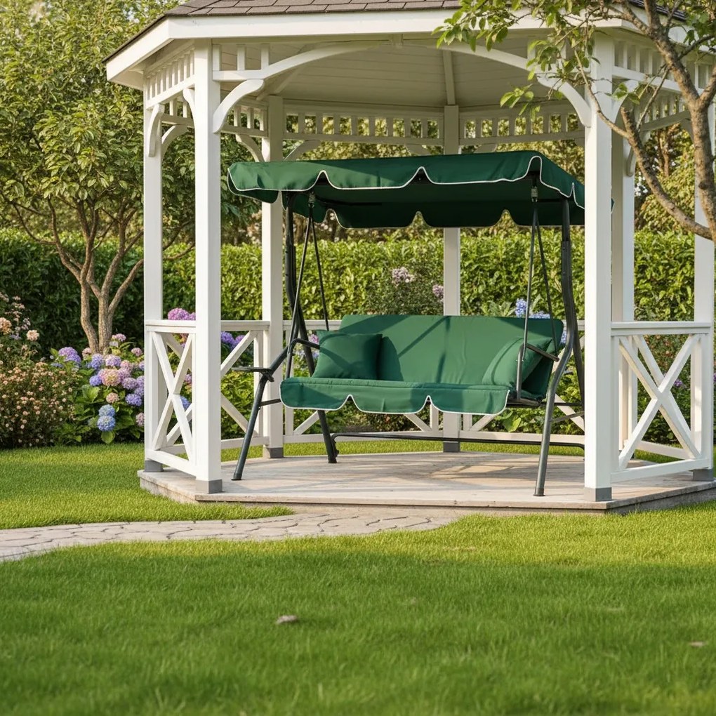 Huśtawka ogrodowa 3-osobowa Puerto MAS-4003A, zielona