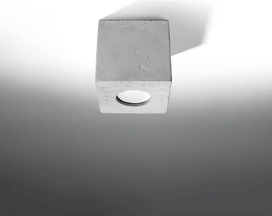Plafony industrialny Quadx, beton - 1 źródło światła 4000K - L.10 x H.10 cm - szary