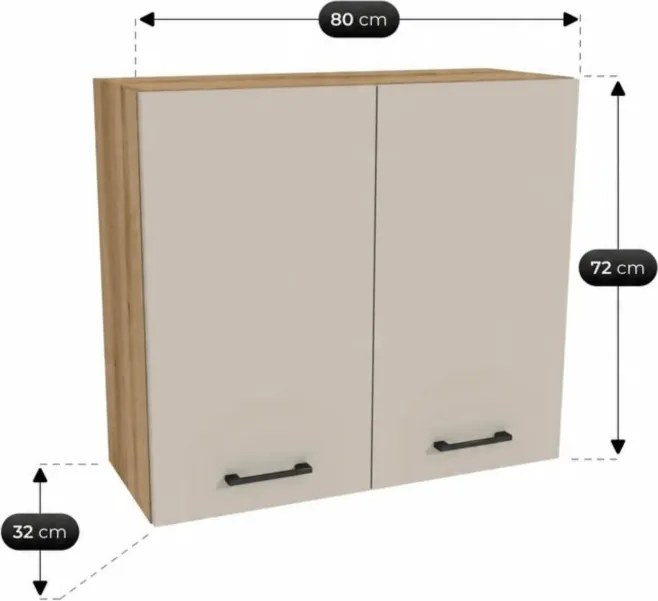 Zestaw Mebli Kuchennych MODERN 170 cm Dąb Evoke/Kaszmir Nowoczesny