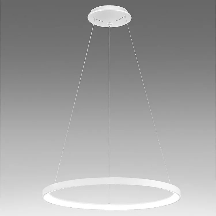 Krizia - lampa wisząca LED 60W z możliwością ściemniania - 4800lm, ciepłe światło 3000K, matowy biały pierścień, dyfuzor opalowy, średnica 80 cm, IP20