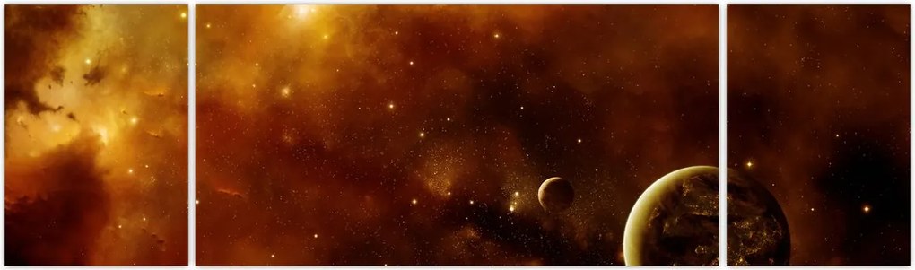 Obraz - Planety z mgławicą (170x50 cm)