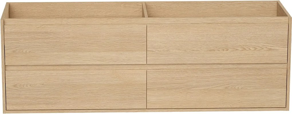 Szafka łazienkowa wisząca   pod umywalkę - Okleina dębowa - 150 cm - MILIPAM