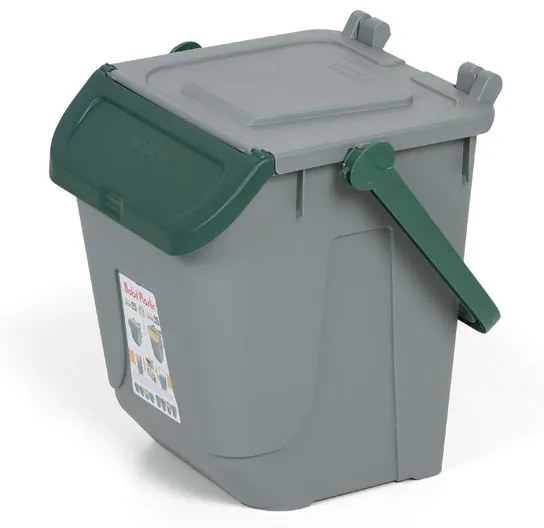 Plastikowy kosz do segregacji odpadów ECOLOGY, 25 l, szaro-zielony