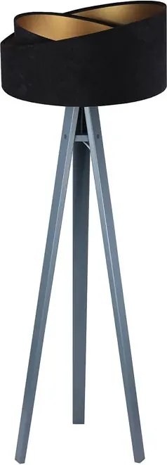 Czarno-antracytowa lampa stojąca welurowa A6-M95