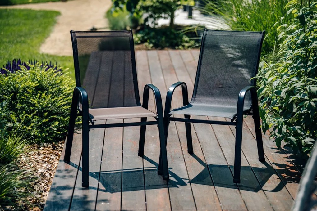 PROMOCJA Krzesła ogrodowe TAVERNO zestaw 2 szt. szare/czarne II. jakość