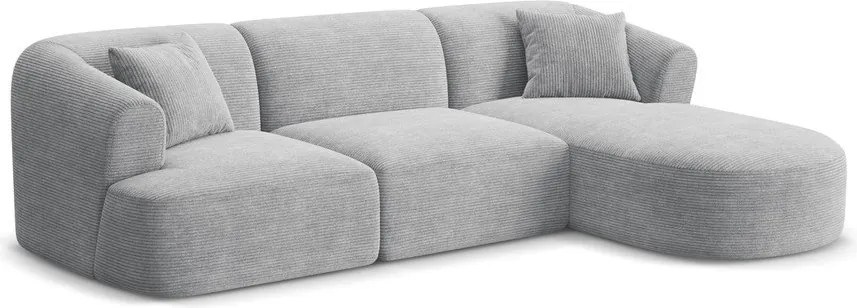 Jasnoszary sztruksowy narożnik (prawostronny/z szezlongiem) Campi – Cosmopolitan Design