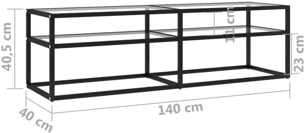 Szklana szafka pod TV z blatem na wzór czarnego marmuru D6-C61