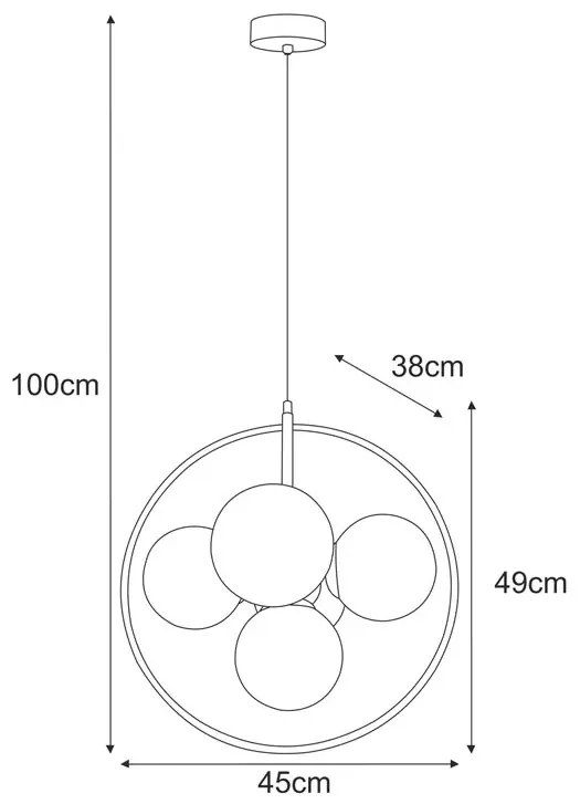 Czarno-grafitowa szklana lampa wisząca w metalowym okręgu - 6X A690 B8-S35