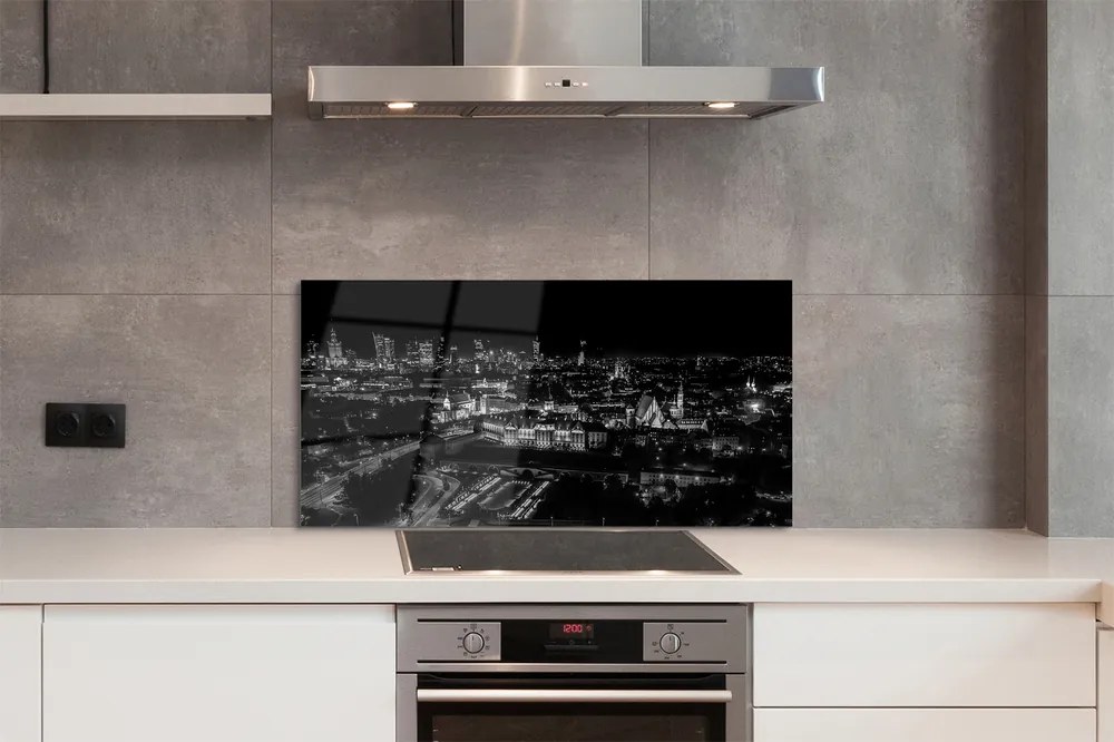 Panel nad Blat Kuchenny Nocna Panorama Warszawskich Drapaczy Chmur