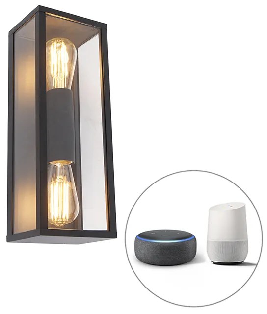 Zewnetrzna Inteligentna lampa ścienna czarna 38 cm 2-punktowa IP44 w tym Wifi ST64 - CharloisDesignerski Oswietlenie zewnetrzne
