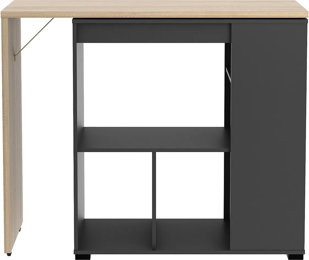 Szafka barowa obrotowa ze schowkiem - Naturalny i antracytowy - SATURNE