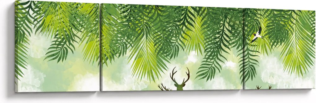 Obraz - Jeleń w lesie (170x50 cm)