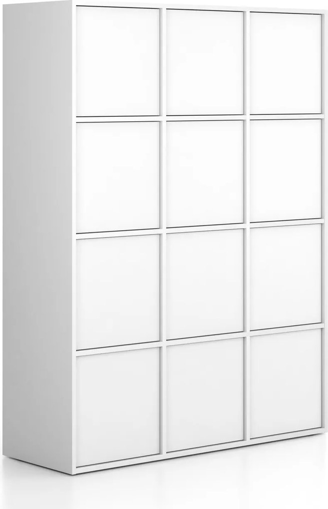 Szafa biurowa FRAME, 12x drzwi, 1299 x 450 x 1735 mm, PUSH-lock, biały
