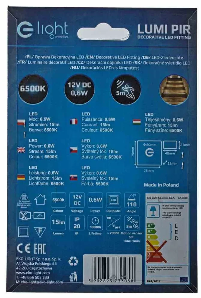 LUMI Barwa Zimma 6500K 12V z czujnikiem ruchu