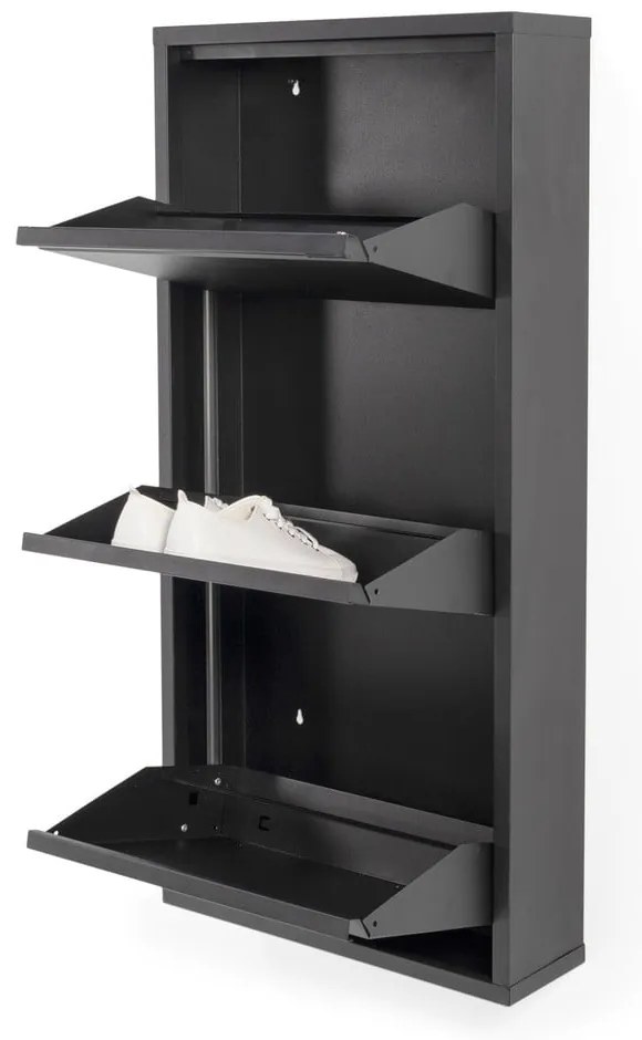 Czarna metalowa uchylna szafka na buty 50x103x15 cm Billy – Spinder Design