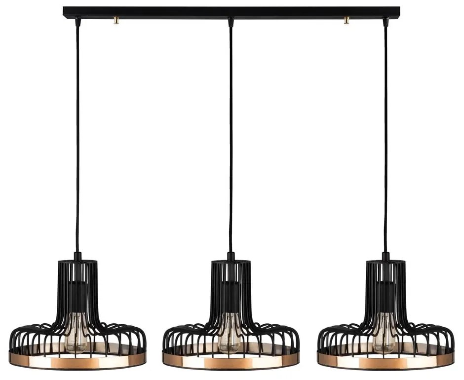 Lampa wisząca w czarno-miedzianym kolorze z metalowym kloszem Fellini – Opviq lights
