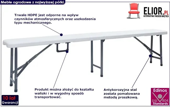 Zestaw białych ławek ogrodowych D6-C56