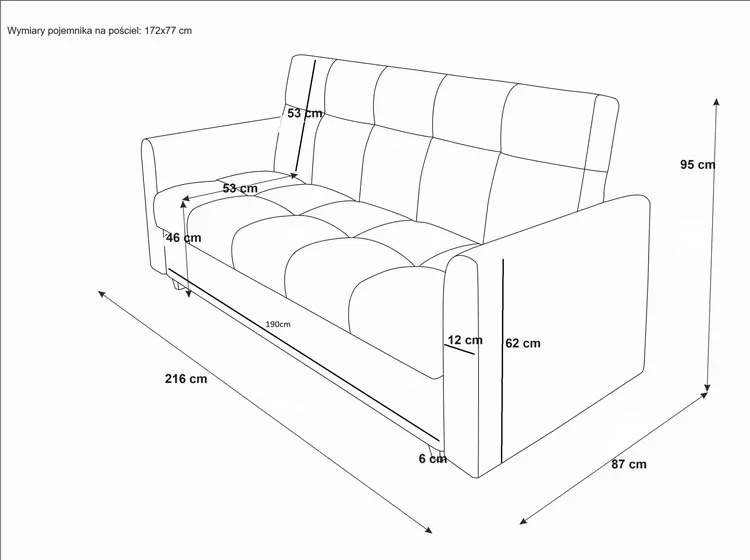 Popielata wersalka rozkładana B5-G58