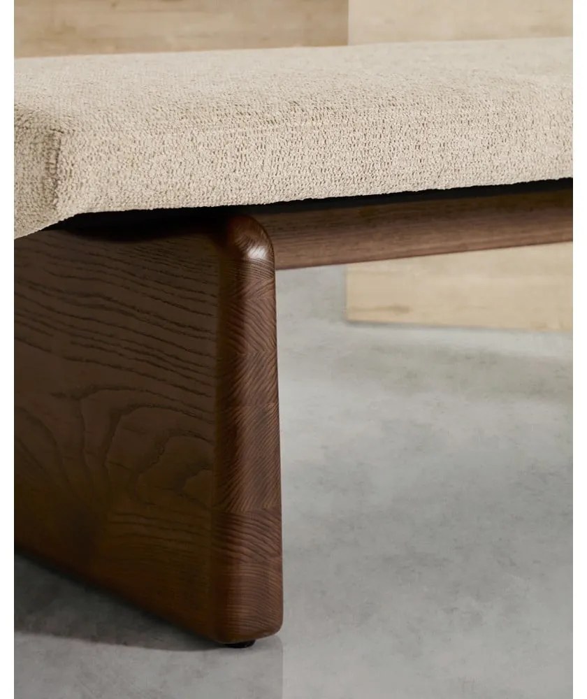 Beżowo-ciemnonaturalna ławka z tkaniny szenilowej Topaz – Kave Home