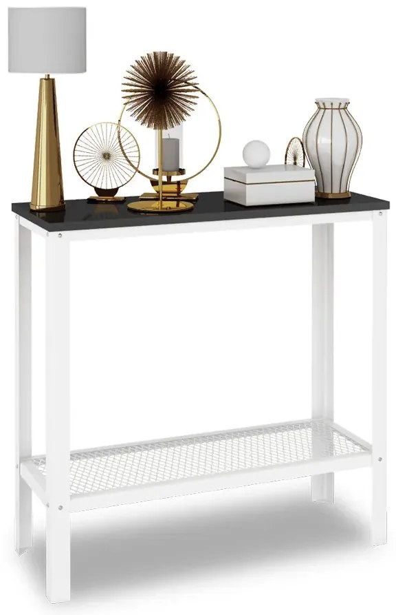 Industrialna konsola z półką biały + czarny połysk S9-S14