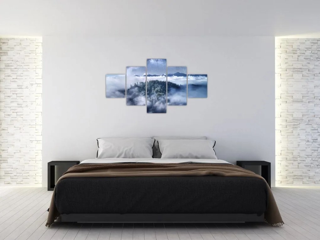 Obraz lasu we mgle (125x70 cm)