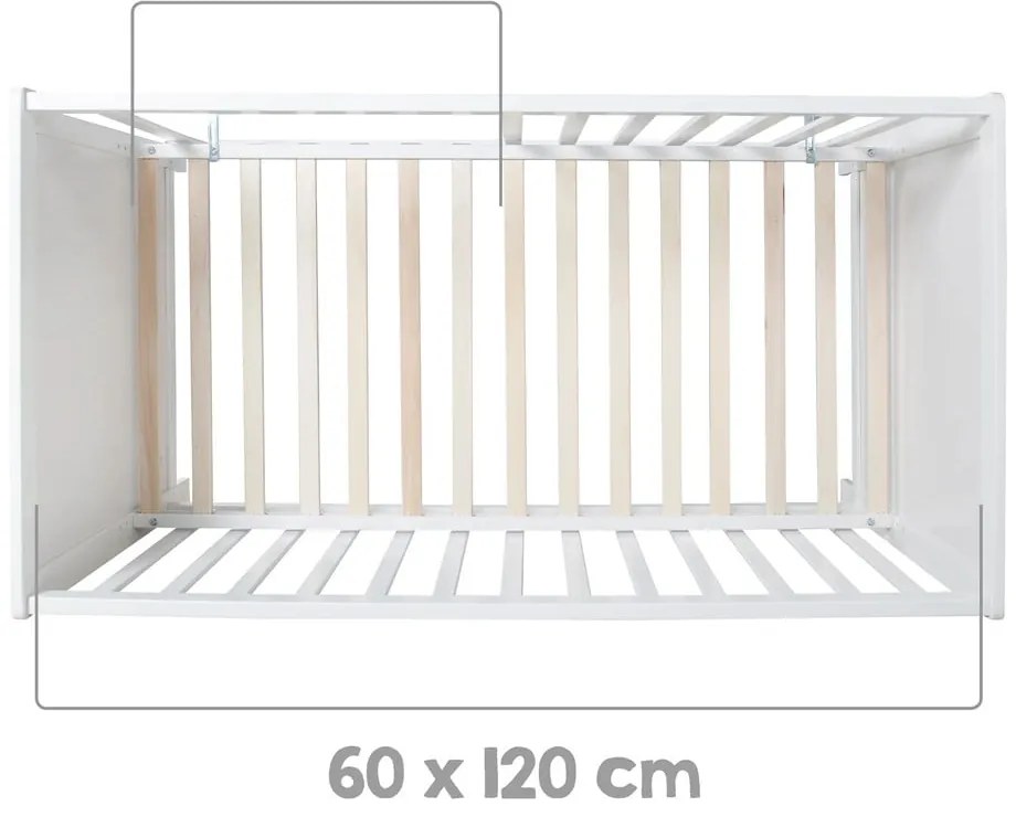 Białe łóżeczko z baldachimem 60x120 cm Stars Gray – Roba