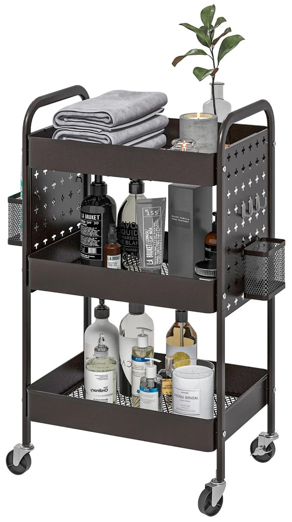 HOMCOM Wózek na Kółkach Kuchenny Czarny | Aosom PL