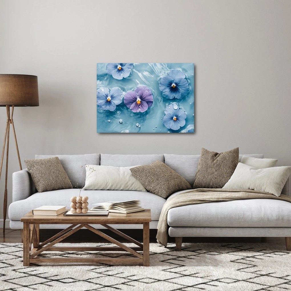 Obraz - Fiołki w wodzie (70x50 cm)