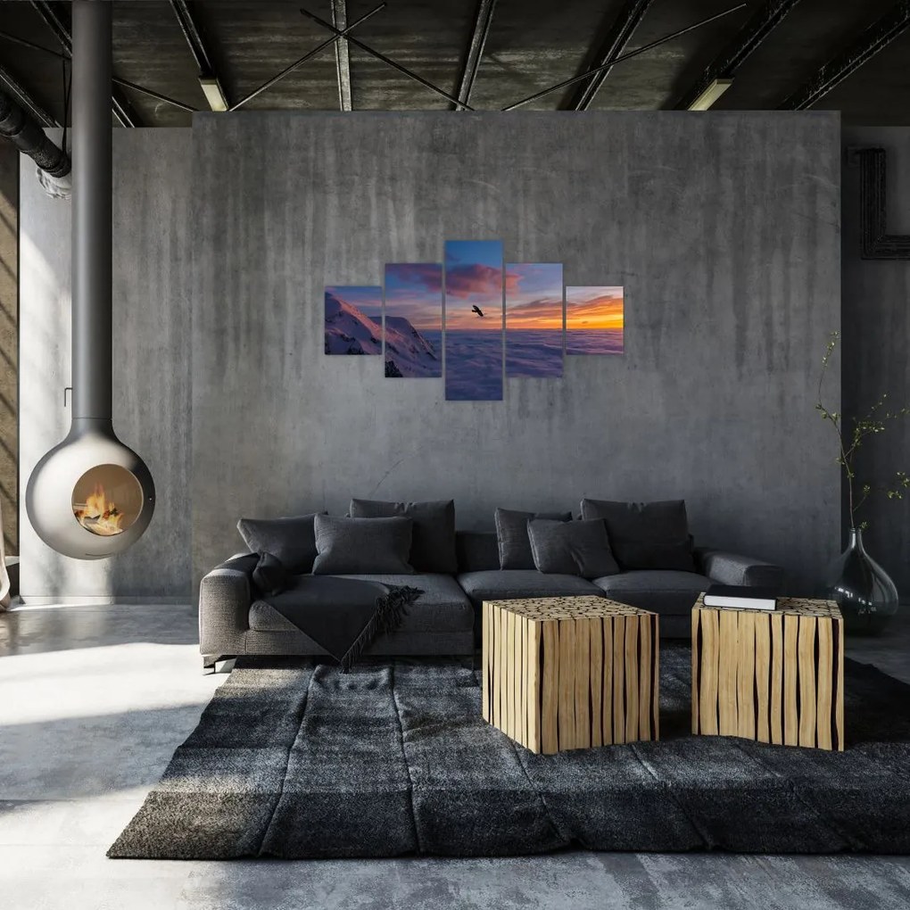 Obraz o zachodzie słońca, Mt. Blanc (125x70 cm)