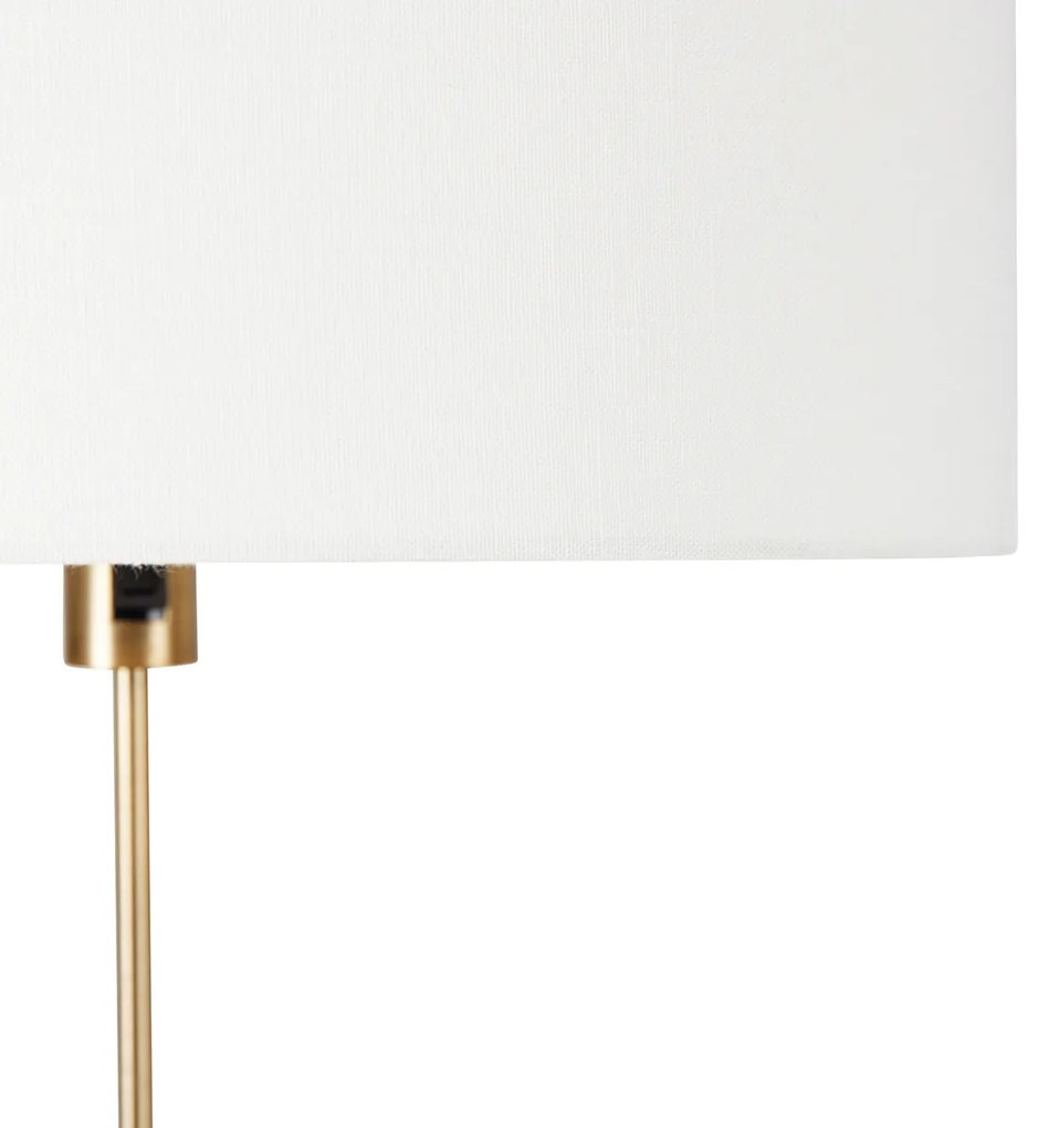 Lampa stojąca regulowana brązowa z kloszem białym 50 cm - ParteDesignerski Oswietlenie wewnetrzne