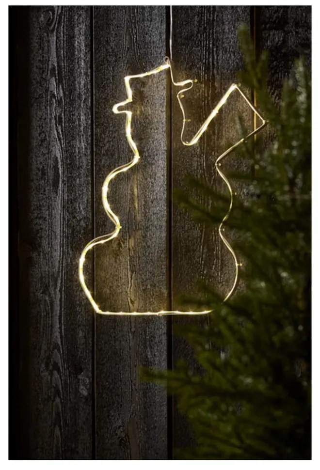 Wisząca dekoracja świetlna LED Star Trading Lumiwall Snowman, wys. 50 cm