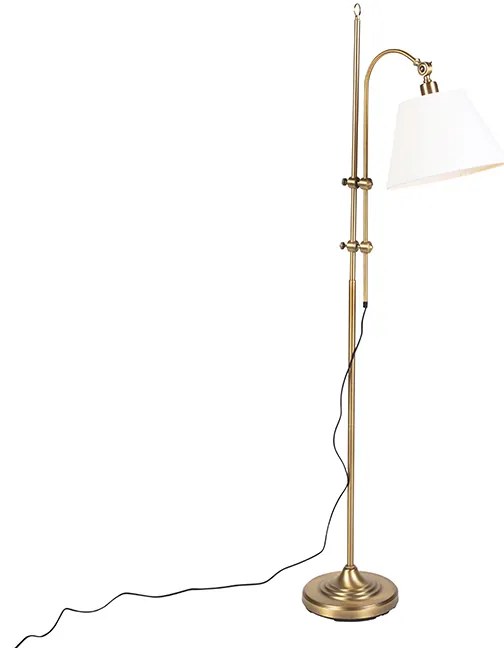 Klasyczna lampa podłogowa brązowa z białym kloszem - Ashley klasyczny/Antyczny Oswietlenie wewnetrzne