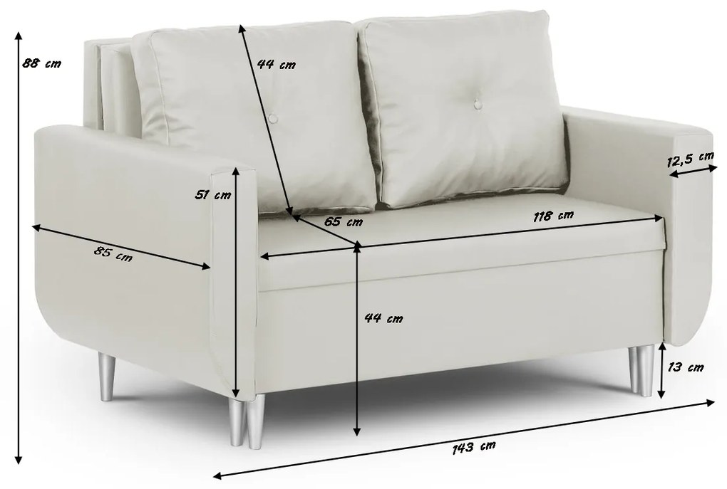 Sofa kanapa 2 os z funkcją spania RED Brązowy