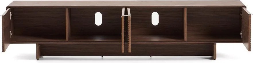 Ciemnobrązowa szafka pod TV w dekorze orzecha 200x46x40 cm Norlen – Kave Home