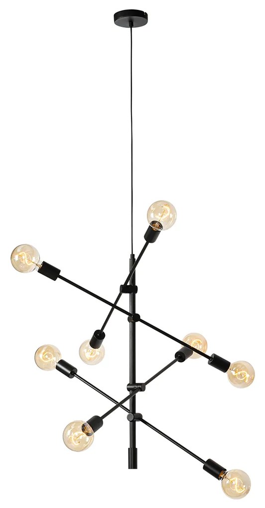 Industrialna lampa wisząca czarna 8-świateł - SydneyPrzemysłowy Oswietlenie wewnetrzne