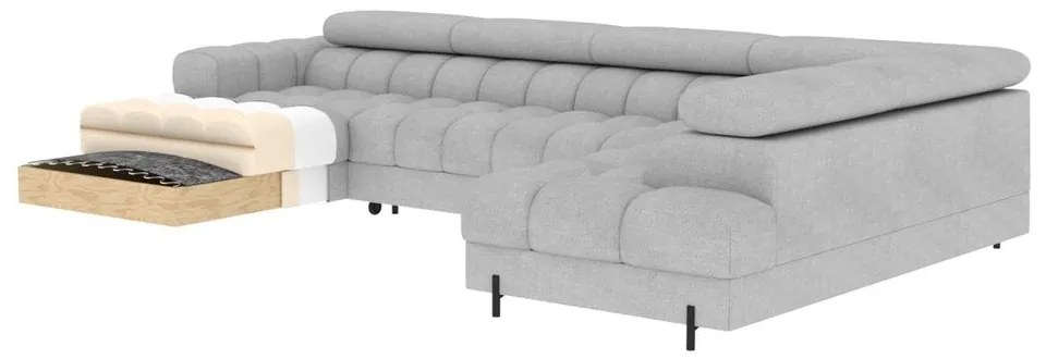 Szary rozkładany narożnik z materiału bouclé (prawostronny/w kształcie litery U) Feraria – ELTAP