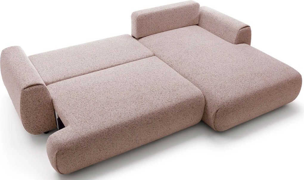 Melanżowa kanapa narożna z funkcją spania oberżyna R1-K71