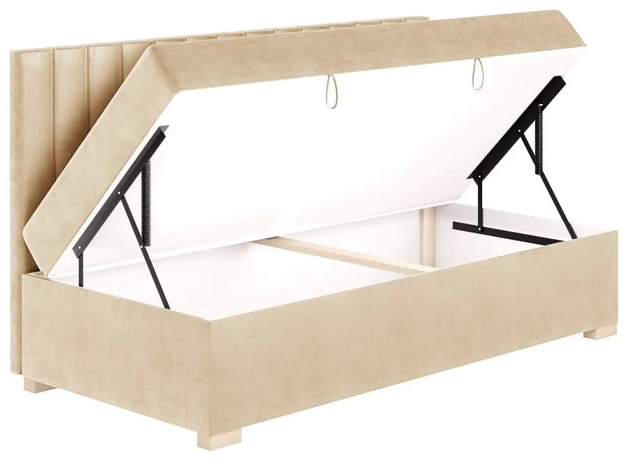 Beżowe łóżko dziecięce ze schowkiem i materacem 90x200 cm Chill – Ghado