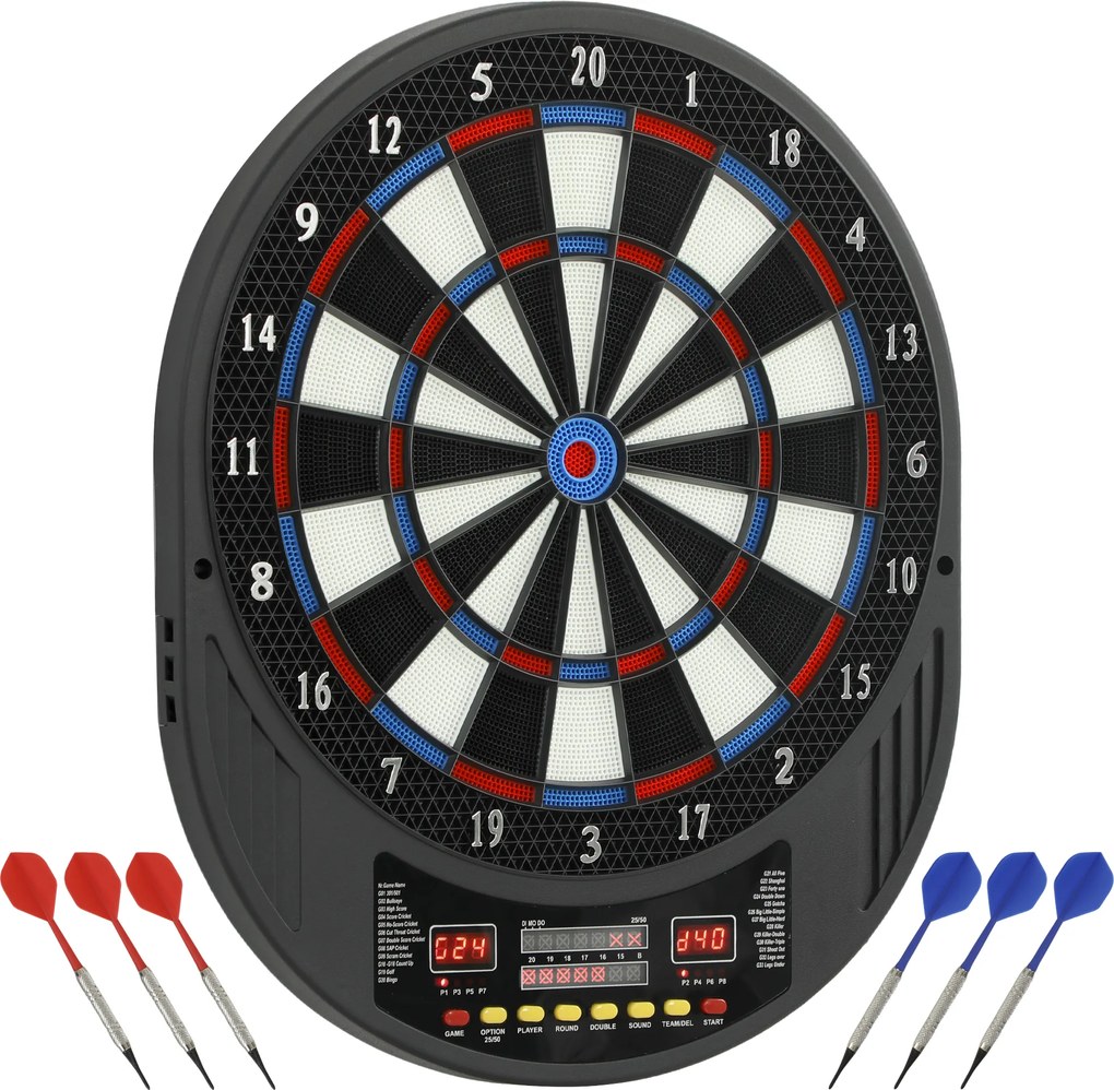 SPORTNOW Elektroniczna tarcza do darta dla 1-8 graczy, wyświetlacz LCD, 6 zestawów rzutków, kolorowa | Aosom PL