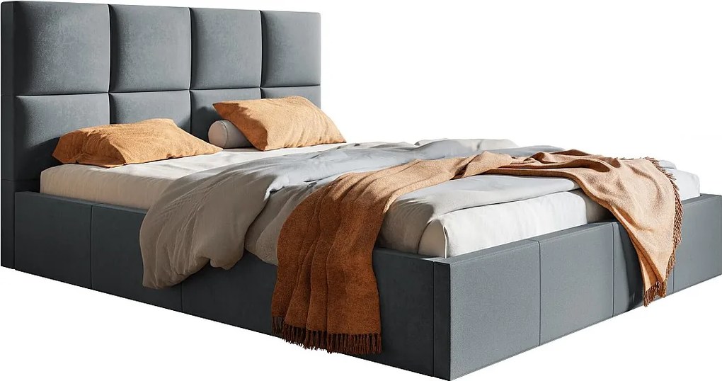 Emporius Fado łóżko 140x200 cm, tkanina aksamitna - łóżko z pojemnikiem na pościel i stelażem - ciemny szary (Jasmine 96)