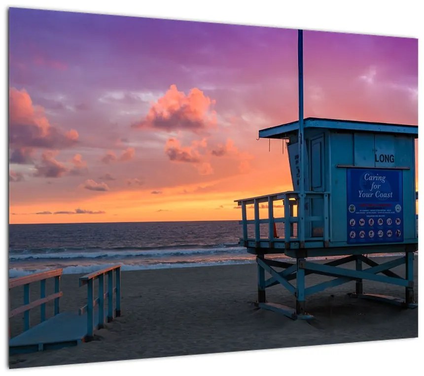 Obraz na szkle z plaży Santa Monica (70x50 cm)